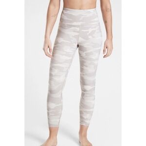 Athleta Elation 7/8 Tights Gray Camo High Rise Activewear Leggings Womens Size S